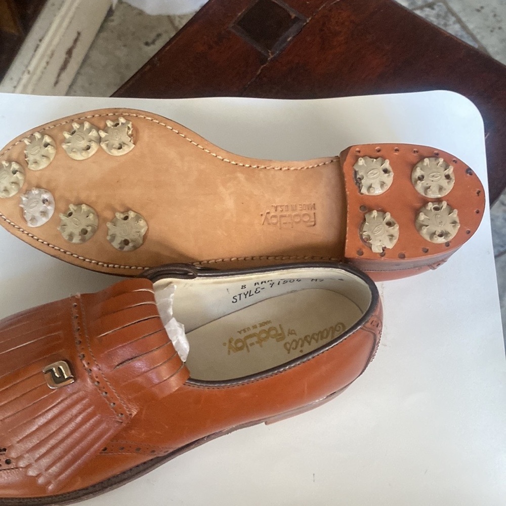 Vintage FootJoy 21st Century Tassel Golf Spikes Brown Shoes size 8 - Picture 4 of 7